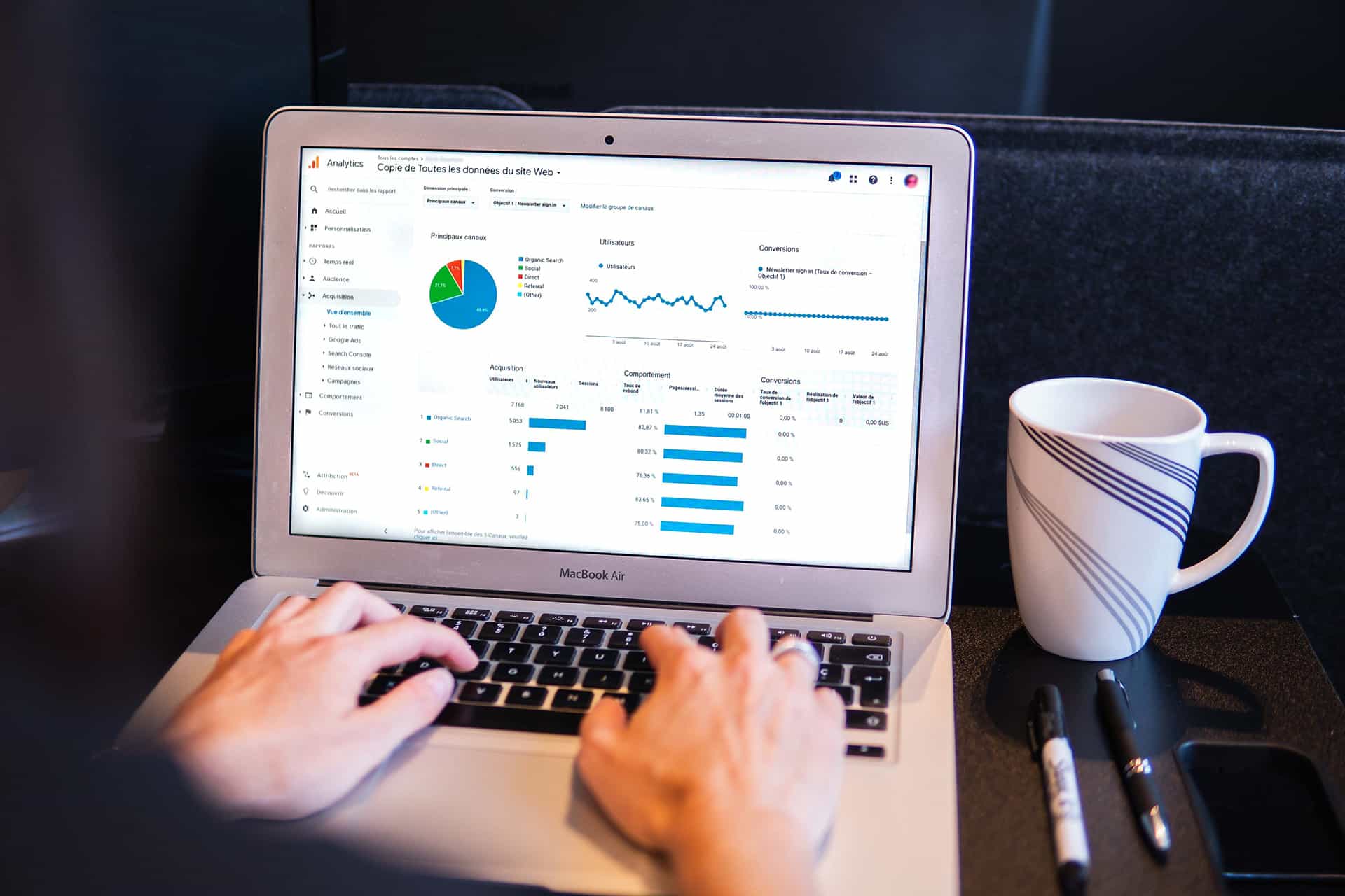 Person bruker Google Analytics 4