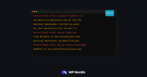 WordPress admin treg etter PHP 8.2 oppgradering – feillogg i terminal