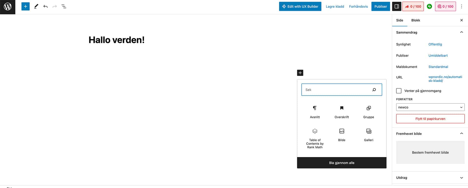block editor hos wordpress