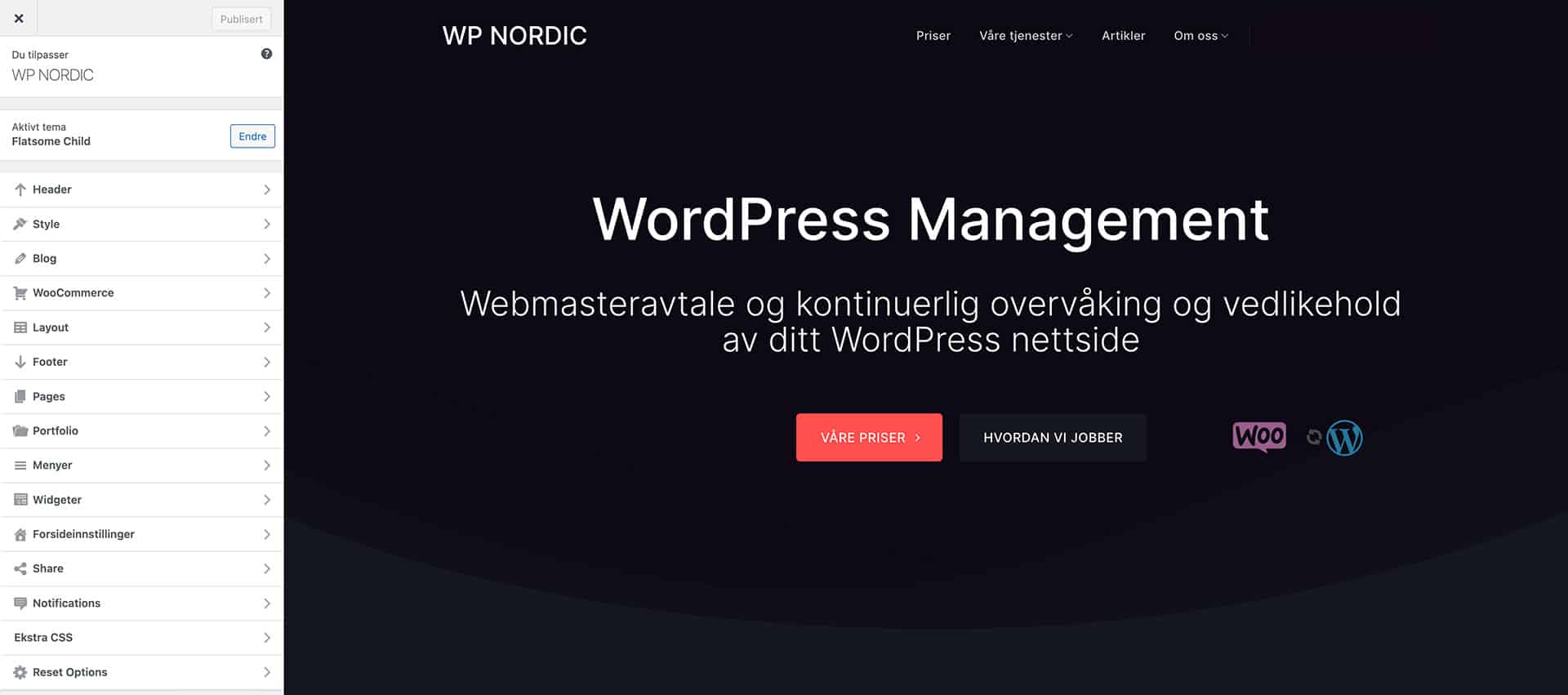 tilpassing av design hos wordpress